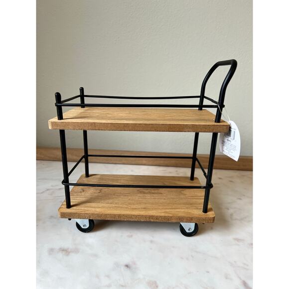 Target 2-Tier Mini Coffee Bar Cart w/ Wheels Kitchen Decor Tabletop 9" - New - Picture 3 of 8